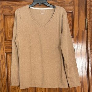 Talbots Camel V-Neck Long Sleeve Shirt NWT Size XL